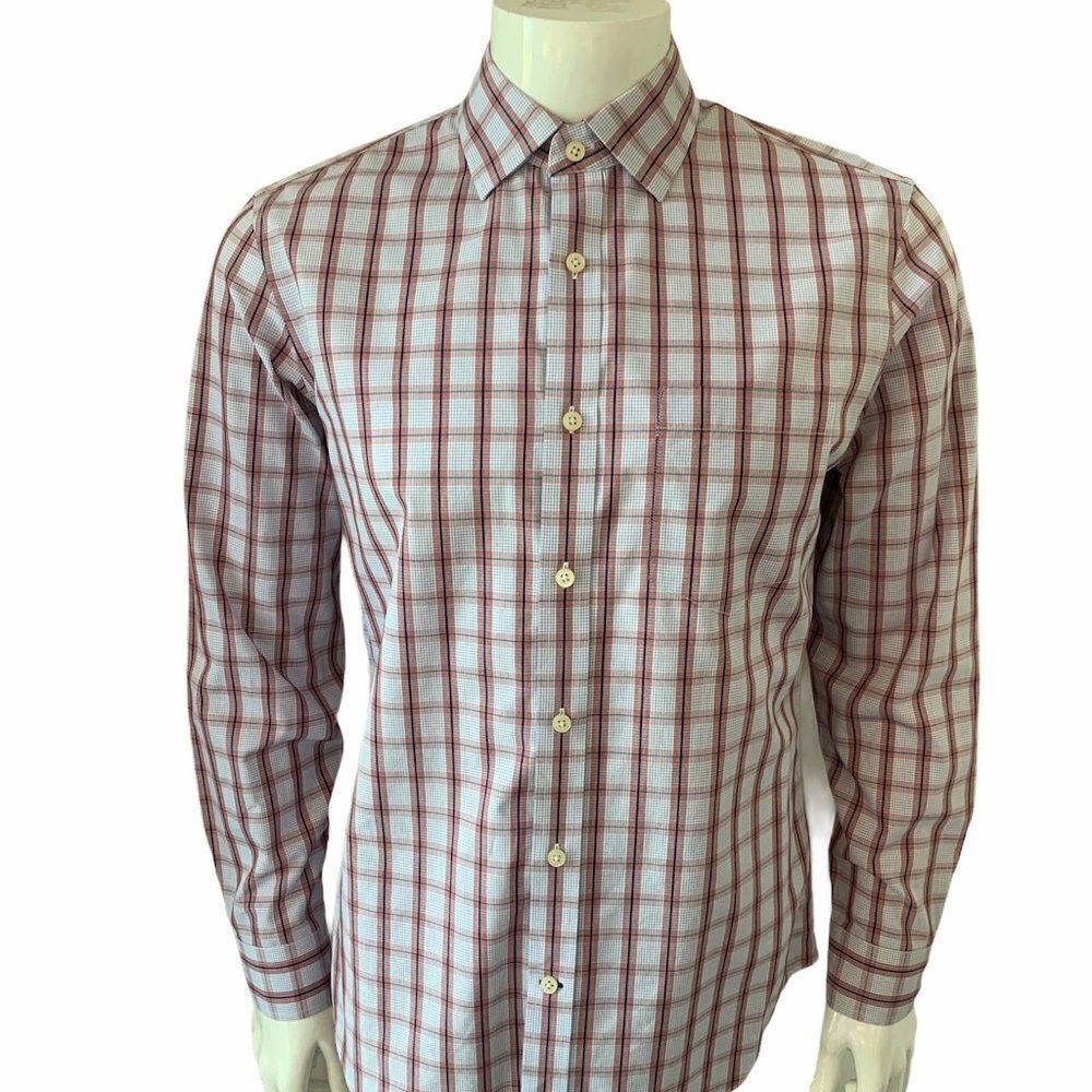 Banana Republic Button Up‎ Dress Shirt Men's Small Windowpane Plaid Formal Top